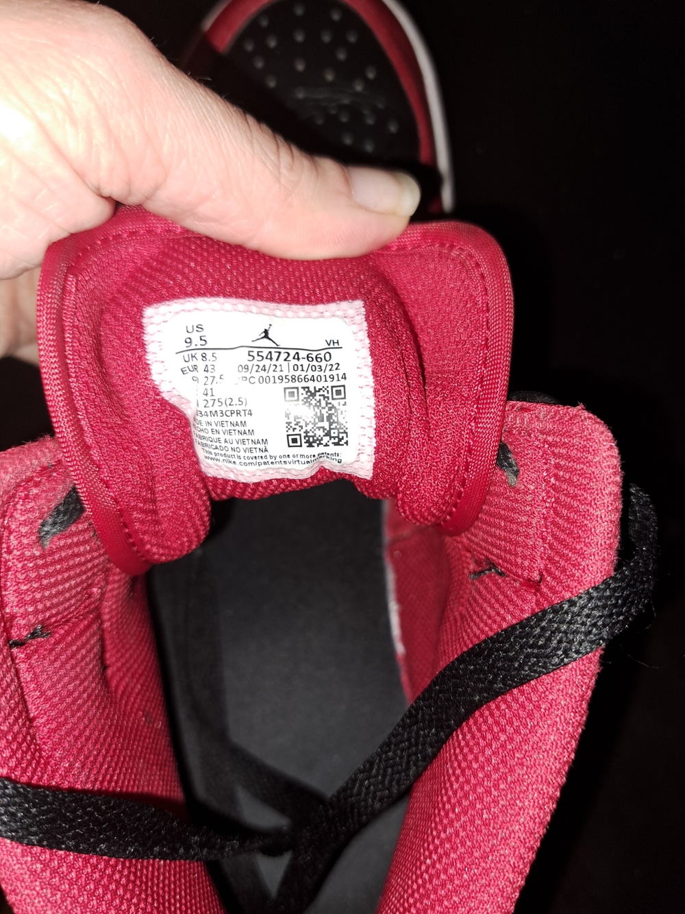 Nike Air Jordan 1 Mid Reverse Bred Black Red White 554724-660 Men's Size 9.5 - Picture 6 of 10